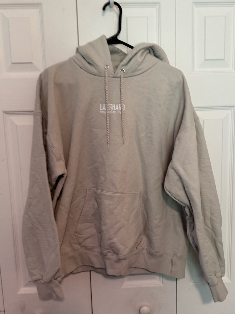 LAX so Hard, Men's Hooded Pullover Sweatshirt in tan, size large